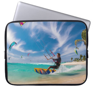 Dancing with the Wind: A Caribbean Kite Surfing Pa Laptop Sleeve