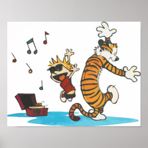 Dancing with Vinyl Phonograph Cute Hobbes Artwork Poster