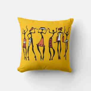 Dancing woman in traditional ethnic style seamless cushion