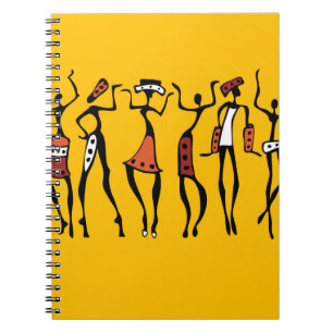 Dancing woman in traditional ethnic style seamless notebook