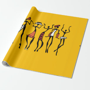 Dancing woman in traditional ethnic style seamless wrapping paper