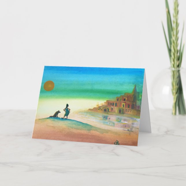 Dancing Woman Takes a Walk in Fuzzy Slippers Thank You Card (Front)