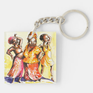 Dancing women key ring