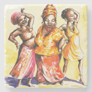 Dancing women stone coaster