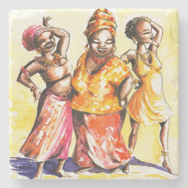 Dancing women stone coaster (Front)