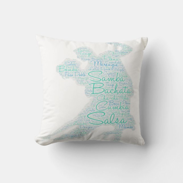 Dancing Word Art Couple Bachata  Salsa Cushion (Front)