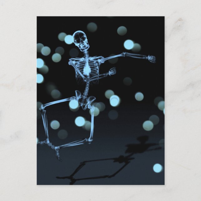 Dancing X-Ray Skeleton - Blue Postcard (Front)