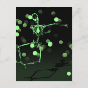 Dancing X-Ray Skeleton - Green Postcard