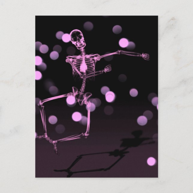 Dancing X-Ray Skeleton - Pink Postcard (Front)