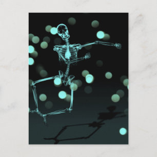 Dancing X-Ray Skeleton - Teal Postcard