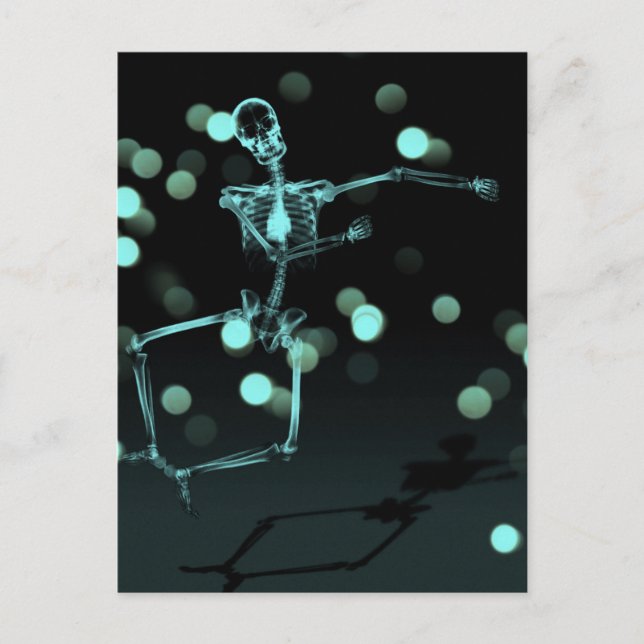 Dancing X-Ray Skeleton - Teal Postcard (Front)