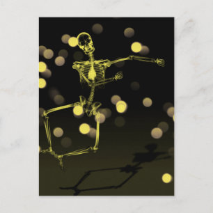 Dancing X-Ray Skeleton - Yellow Postcard