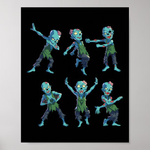Dancing Zombie Halloween Kids Boys Girls Dabbing Z Poster