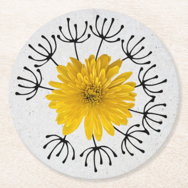 Dande Mum Garden Photo Art Round Paper Coaster (Front)
