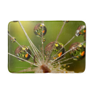 Dandelion And Water Droplets Bath Mat