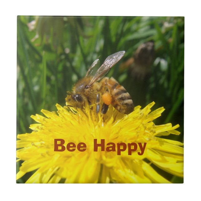 Dandelion Bee Happy Tile (Front)