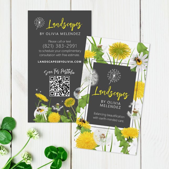  Dandelion & Bees Eco-Friendly Lawn Care Service Business Card (Creator Uploaded)