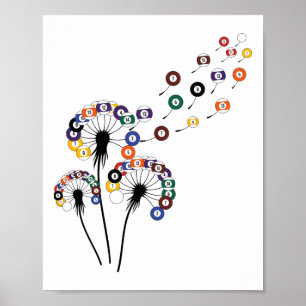 Dandelion Billiard Shirt Billiard Player Womens Bi Poster