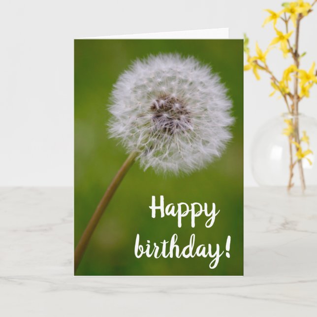 Dandelion Birthday Blessings Card (Yellow Flower)