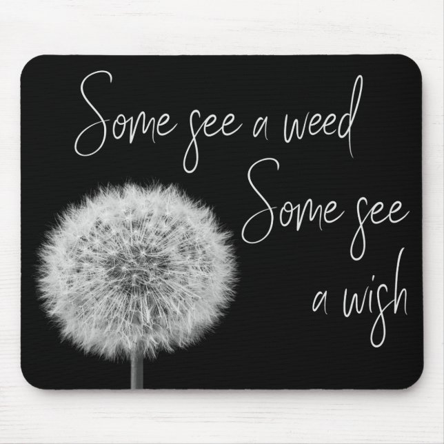 Dandelion black white closeup photo inspirational mouse pad (Front)