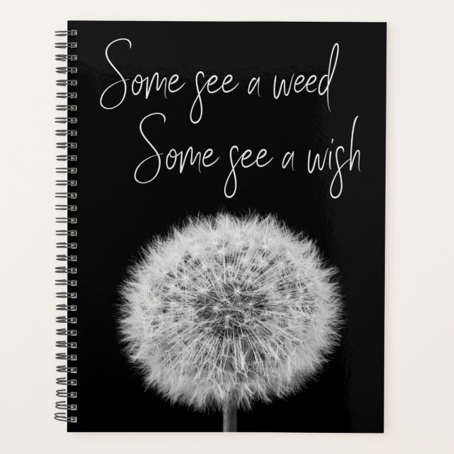 Dandelion black white macro photography inspiring planner (Front)