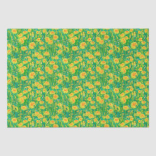 Dandelion Bloom Summer Flowers Floral Green Yellow Tissue Paper