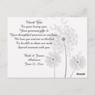 Dandelion Blossoms Vines Bridal Thank You Cards
