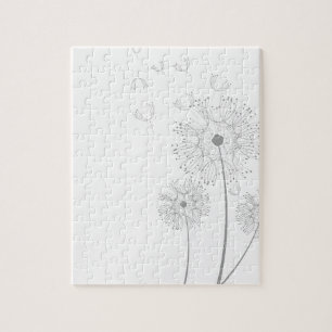 Dandelion Blossoms Vines Romantic Wedding Shower Jigsaw Puzzle