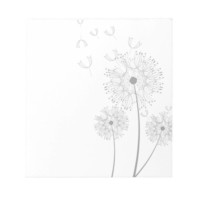 Dandelion Blossoms Vines Romantic Wedding Shower Notepad (Front)