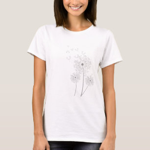 Dandelion Blossoms Vines Romantic Wedding Shower T-Shirt