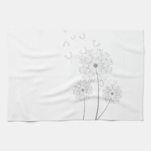 Dandelion Blossoms Vines Romantic Wedding Shower Tea Towel