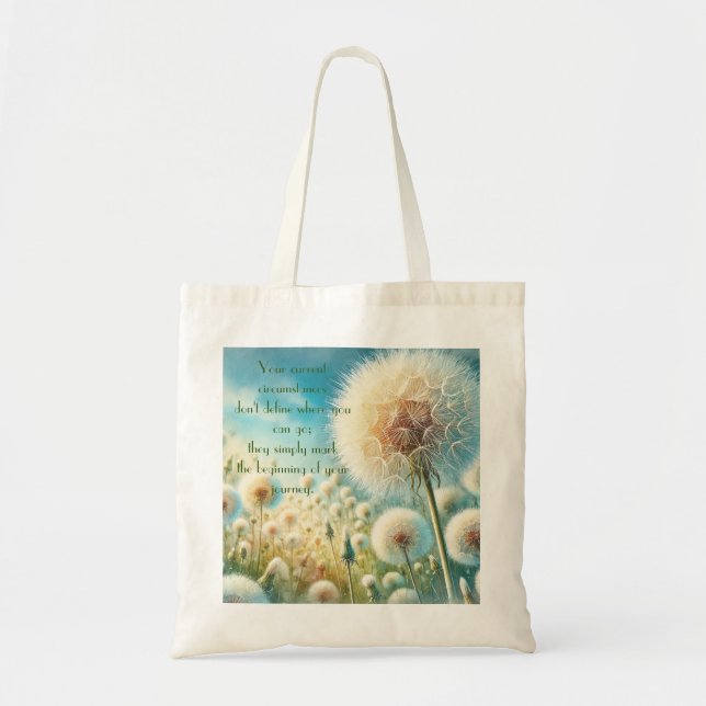 Dandelion Blowball & Quote #2 Tote Bag (Front)