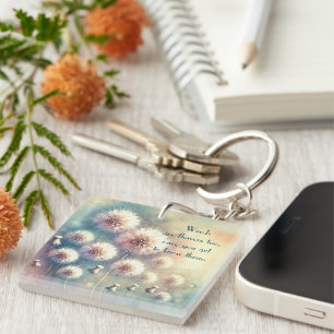 Dandelion Blowball & Quote Key Ring