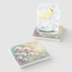 Dandelion Blowball & Quote Stone Coaster