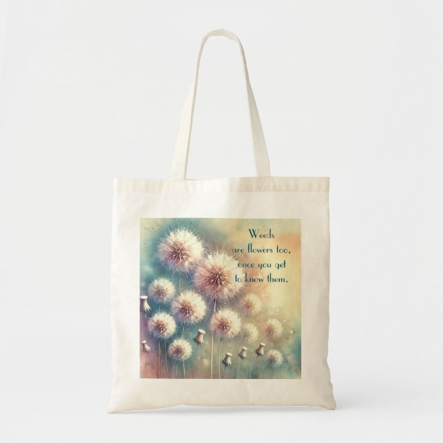 Dandelion Blowball & Quote	 Tote Bag (Front)