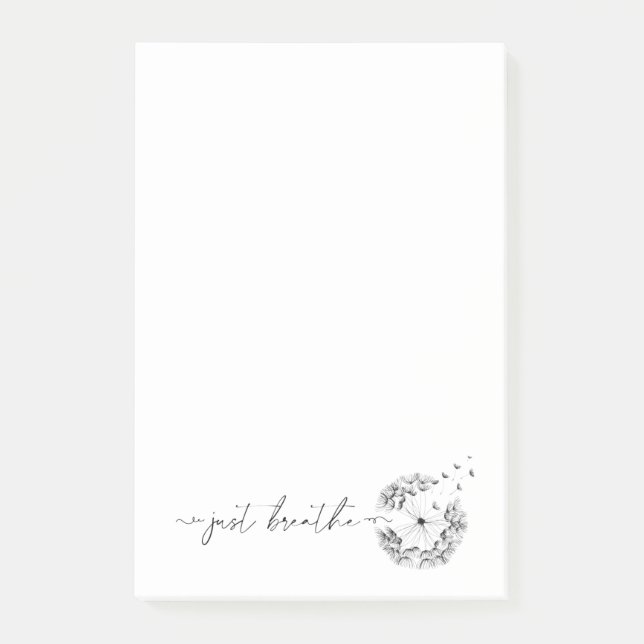 Dandelion Blowing in Wind - Just Breathe Modern Post-it Notes (Front)