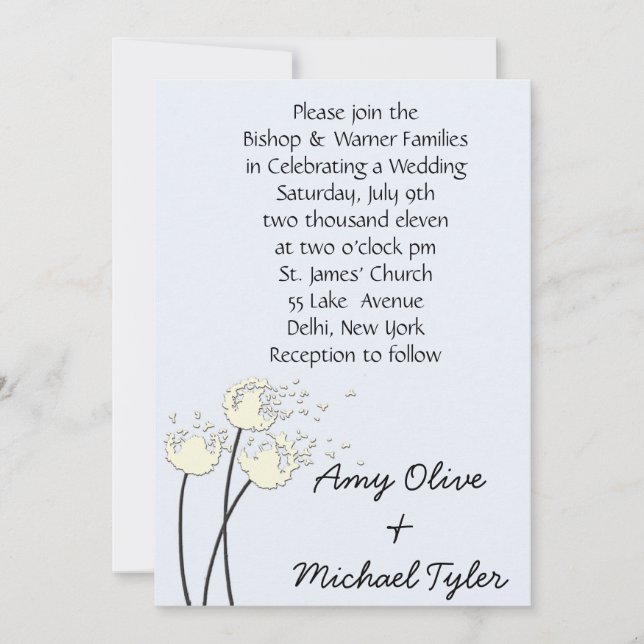 Dandelion Blowing Invitation (Front)