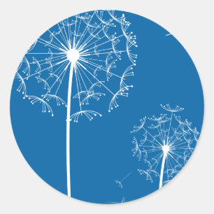 dandelion blue classic round sticker