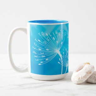 Dandelion, Blue, Positive Quote Be Delighted Today Two-Tone Coffee Mug