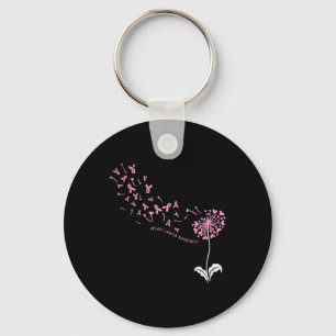Dandelion Breast Cancer Awareness Pink RIbbon Supp Key Ring