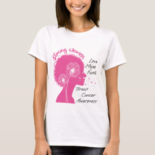 Dandelion Breast Cancer Awareness Pink Ribbon T-Shirt