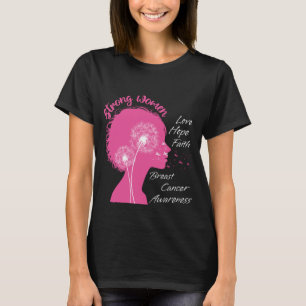 Dandelion Breast Cancer Awareness Pink Ribbon T-Shirt