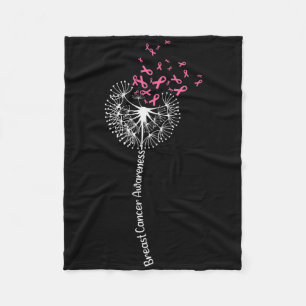Dandelion Breast Cancer Awareness Warrior Pink Rib Fleece Blanket