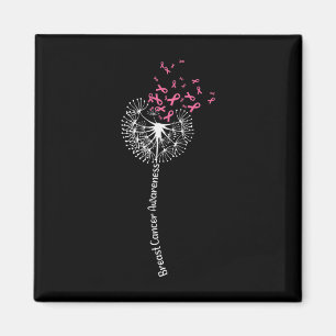 Dandelion Breast Cancer Awareness Warrior Pink Rib Magnet