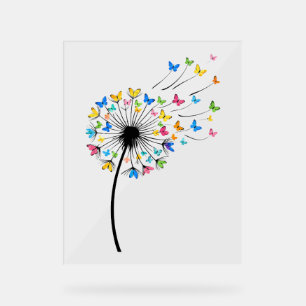 Dandelion butterfly flow acrylic sign