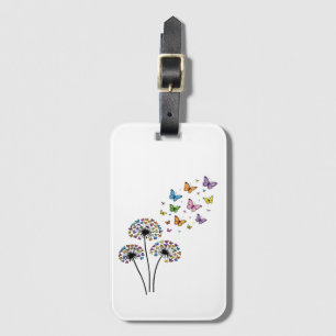 Dandelion butterfly flow luggage tag