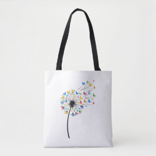 Dandelion butterfly flow tote bag