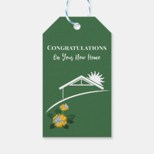 Dandelion Butterfly Green New Home Congratulations Gift Tags