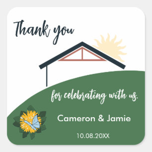 Dandelion Butterfly New Home Party Thank You  Square Sticker