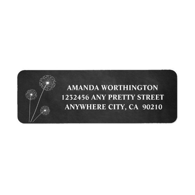 Dandelion Chalkboard Rustic Wedding Address Labels (Front)